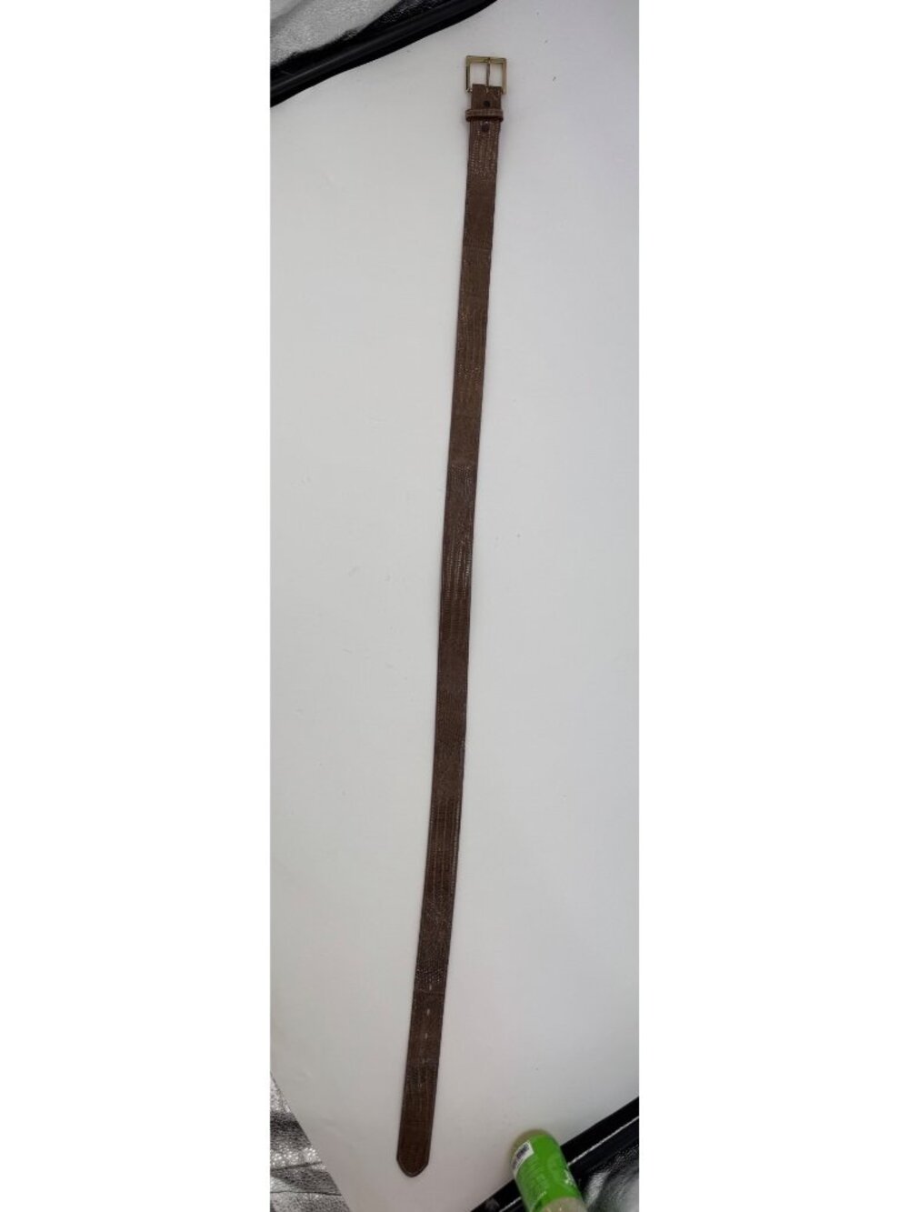 Justin Mens Genuine Lizard Leather Belt Brown Size 44 With Gold-Tone Buckle Made - Picture 7 of 8